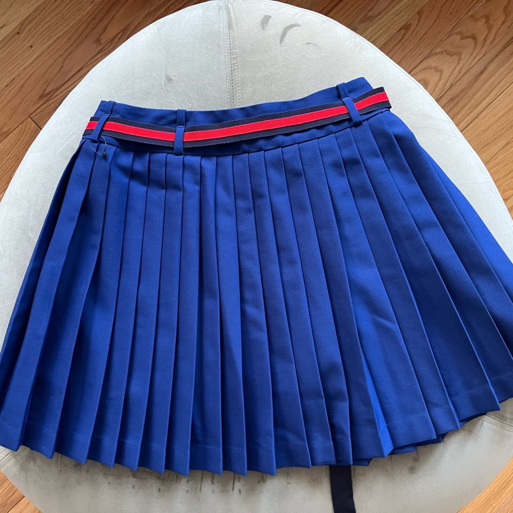 Gucci blue belted skirt with embroidery